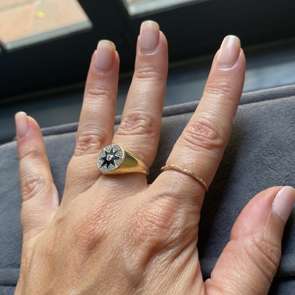 REAL DIAMONDS solid YELLOW GOLD ring  6.5 6 1/2 band pavè diamond stones kt - Picture 10 of 13